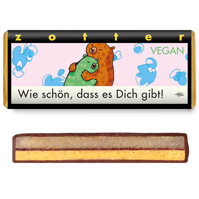 Zotter Zitrone Mandel Schokolade "Wie schön das es dich gibt" Bio & Vegan