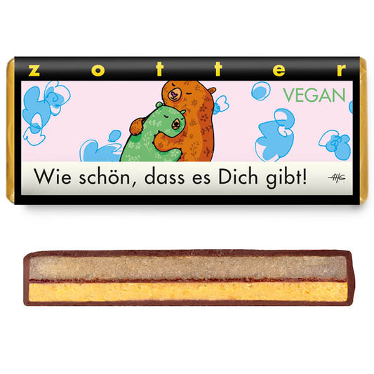 Zotter Zitrone Mandel Schokolade "Wie schön das es dich gibt" Bio & Vegan