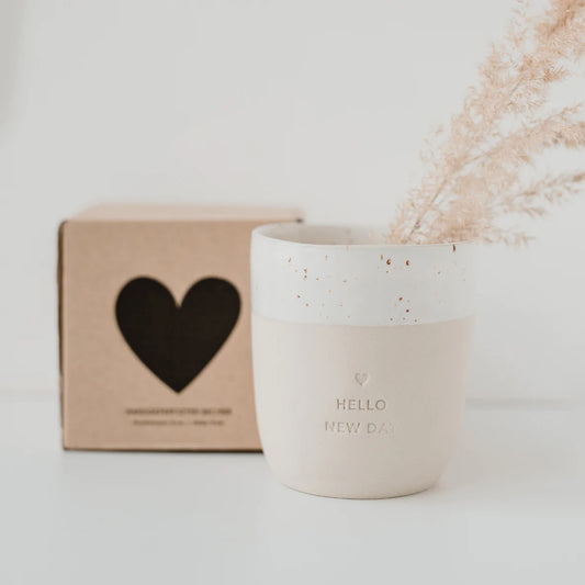 Eulenschnitt Becher Hello New Day