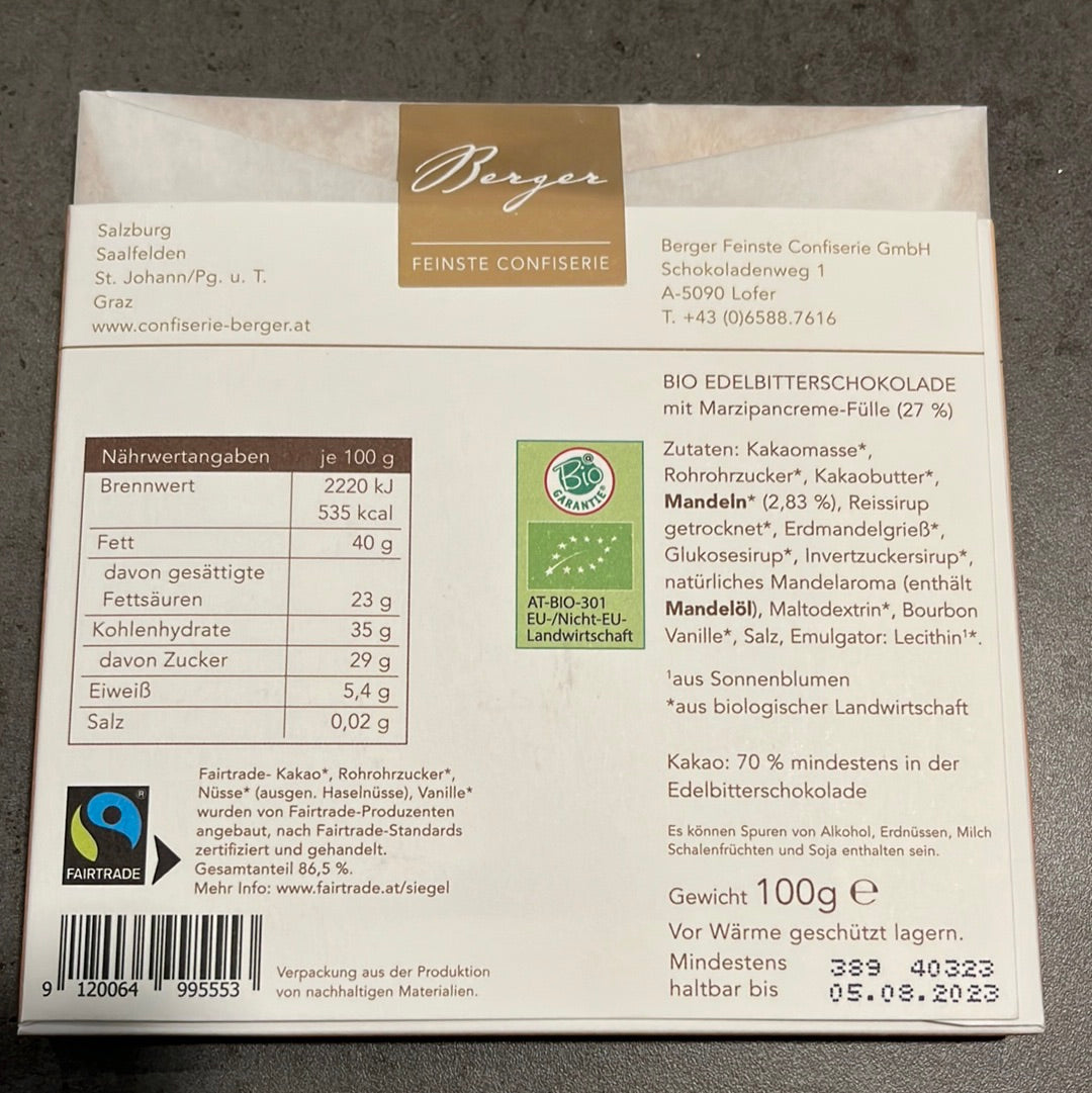 Berger Bio Edelbitter Marzipancreme